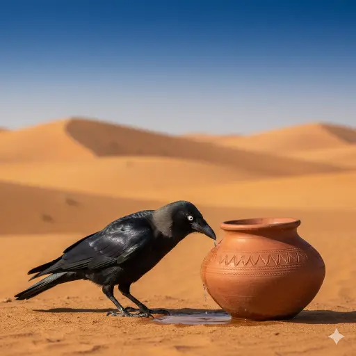 Thirsty crow story with pictures for moral stories for kids